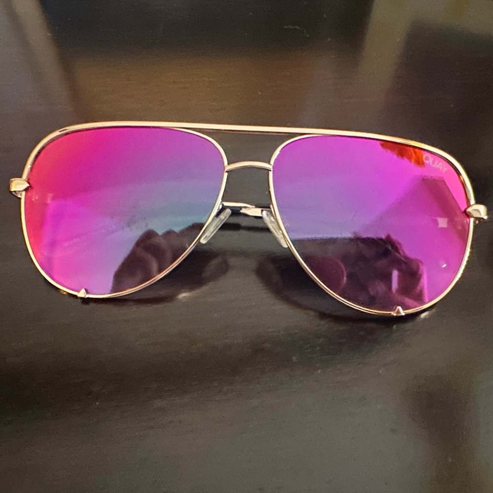 Quay High Key - Pink Mirrored Gold Sunglasses